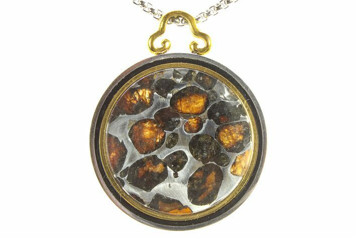 Sericho Pallasite Round Meteorite Pendant - Kenya #297714